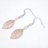 boucles d'oreilles minimalistes feuilles et perles estampe argenté rose