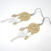 Boucles d'oreilles attrape-rêves doré blanc et argenté dreamcatcher feuilles et perle strass transparent bijou par Odacassie les créations de Cassandre bijoux et accessoires faits main bijoux poétiques bohèmes et romantiques