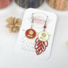 Boucles d'oreille roses dorées rouges blanches sur estampes feuilles perles en verre de Bohême par Odacassie