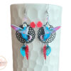 Boucles colibris dreamcatcher noir rouge bleu blanc attrape-rêves perles estampes par Odacassie