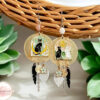 Boucles d'oreilles chats noirs chat blanc estampes perles rosaces dreamcatcher par Odacassie