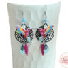 Boucles d'oreilles colibris multicolores esprit attrape-rêves avec pendentifs résine estampes perles par Odacassie