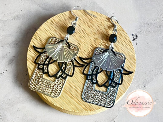 Boucles d'oreilles lotus ginkgo version dorée ou argentée au choix laiton et acier inoxydable par Odacassie